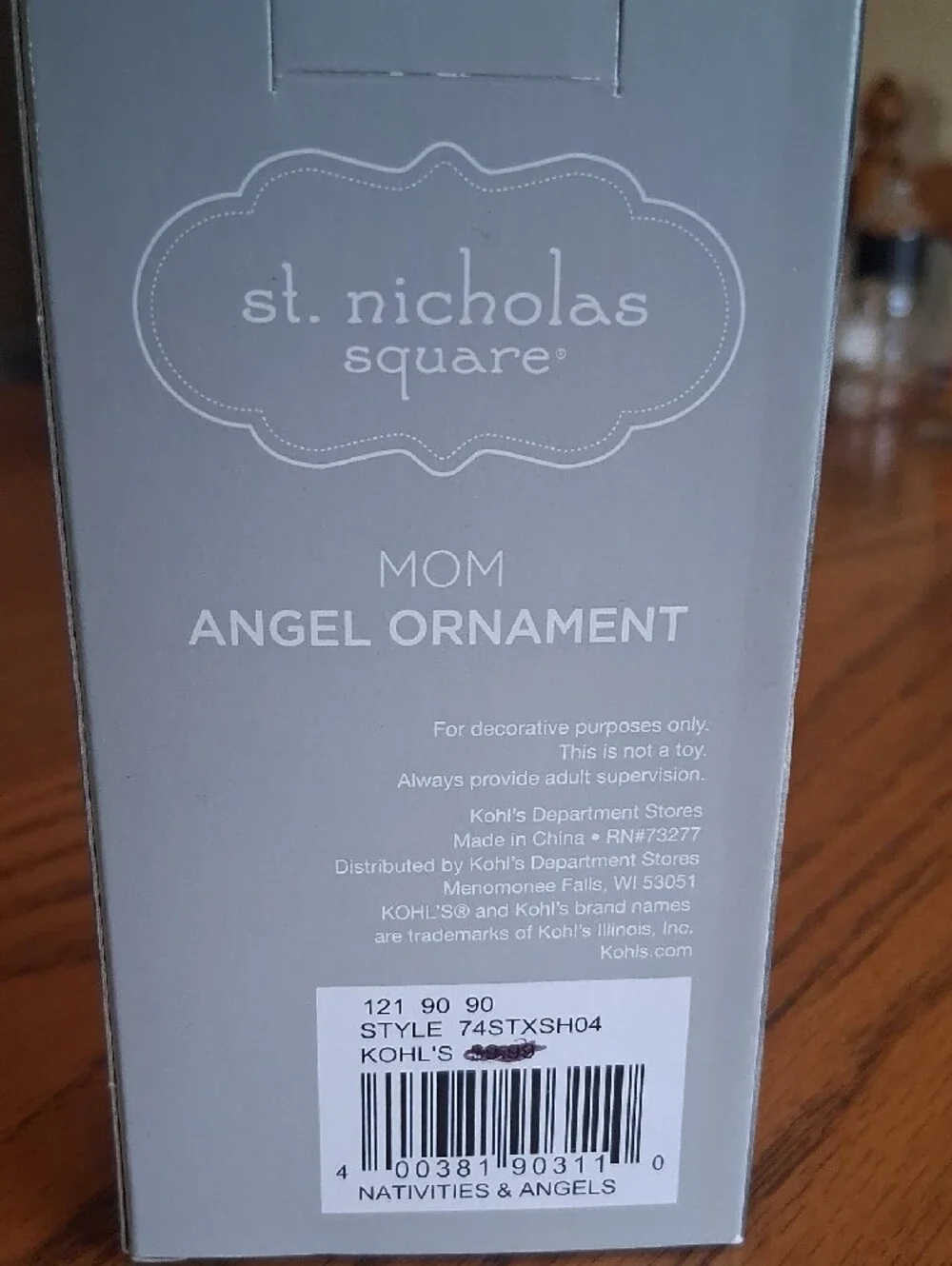 St. Nicholas Square Metallic Gold and Silver Mom Angel Ornament